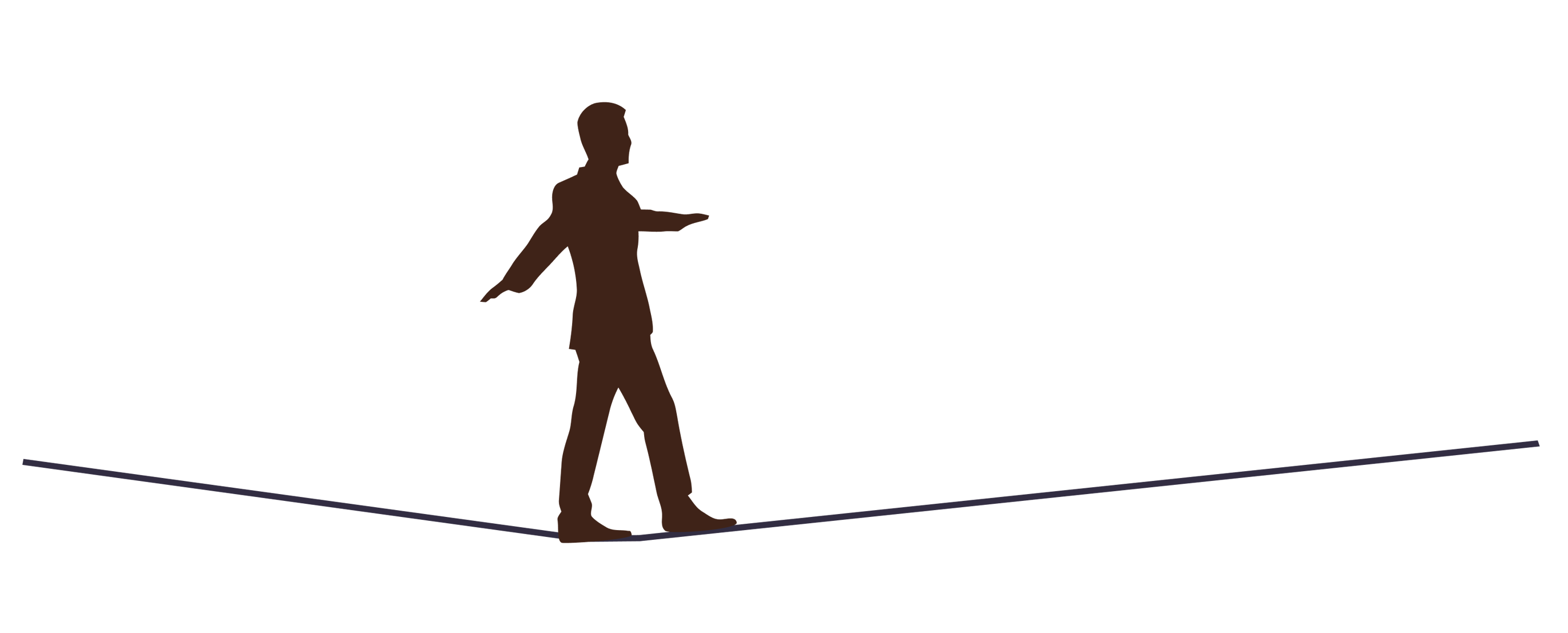illustration of a person walking on tightrope struggling to keep balance